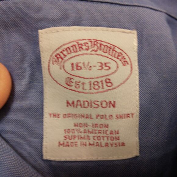 Brooks Brothers Madison dress shirt mens 16.5-35 L Large blue 1818 blue pima - Picture 6 of 7